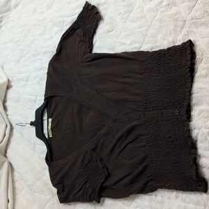 Old Navy Dark Brown Button-Up Lightweight Sweater